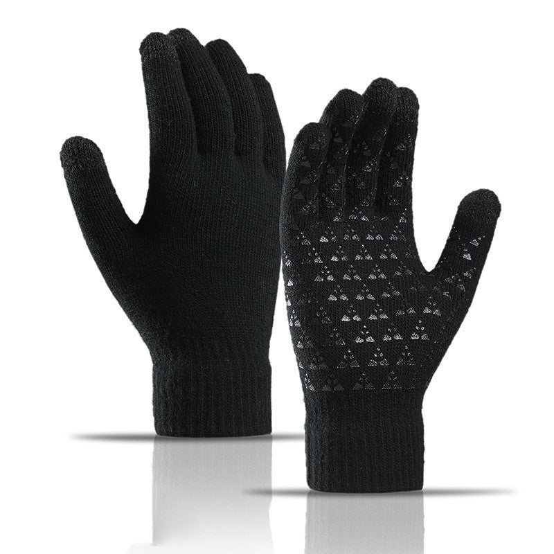 Winter Knitted Gloves For Men And Women Warm Cycling Anti-Cold Anti-Slip Triangular Offset Warm Gloves - globaltradeleader