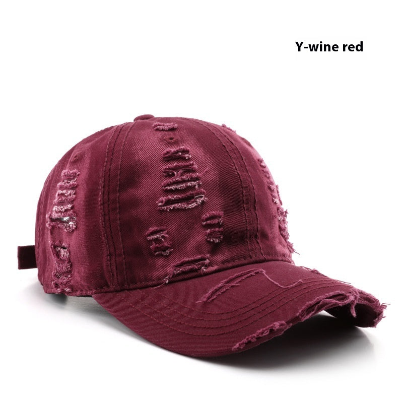 Retro Pure Color Washed Hole Light Board Baseball Cap - globaltradeleader