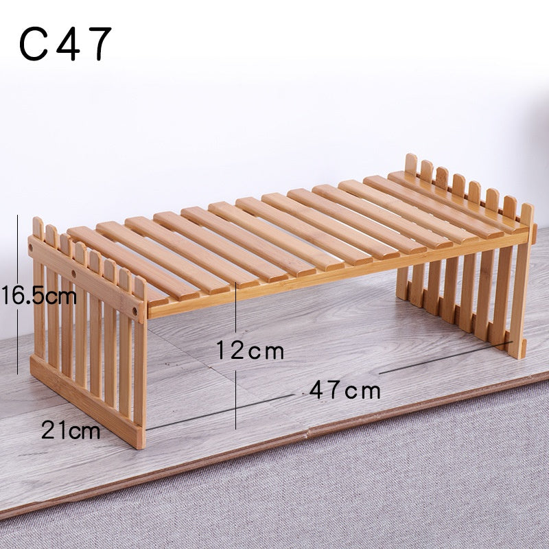 Multi-layer Solid Wood Small Flower Stand Office Desk Surface Panel Bamboo Plant Simplicity Succulent Pot Frame Balcony Storage - globaltradeleader