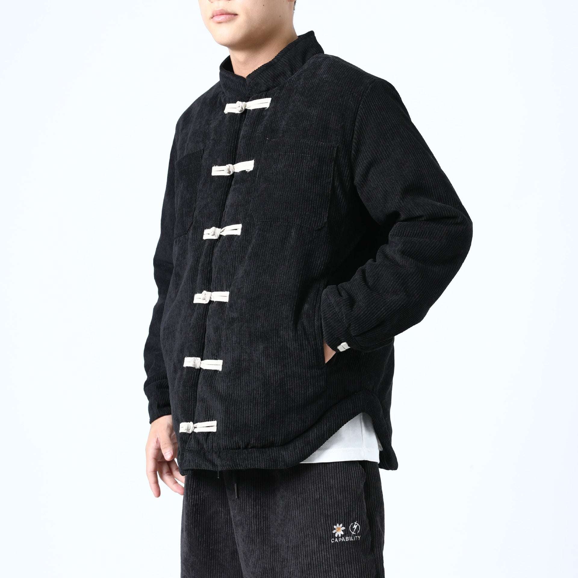 Men's Casual Cotton-padded Buckle Top Coat