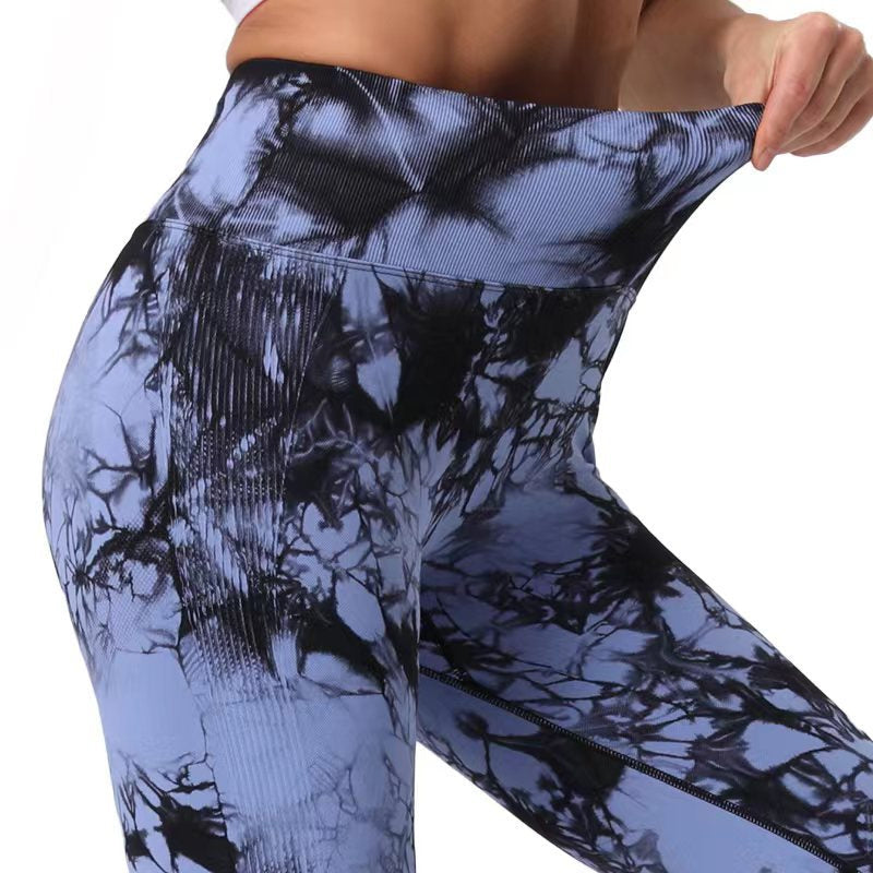 Fashion Tie Dye Printed Leggings High Waist Hip Lifting Tight Fitness Sports Yoga Pants For Women - globaltradeleader