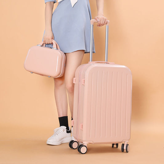 Luggage Female Student Trolley Case Travel Password Suitcase Male Candy Color Leather Case Suitcase Set - globaltradeleader