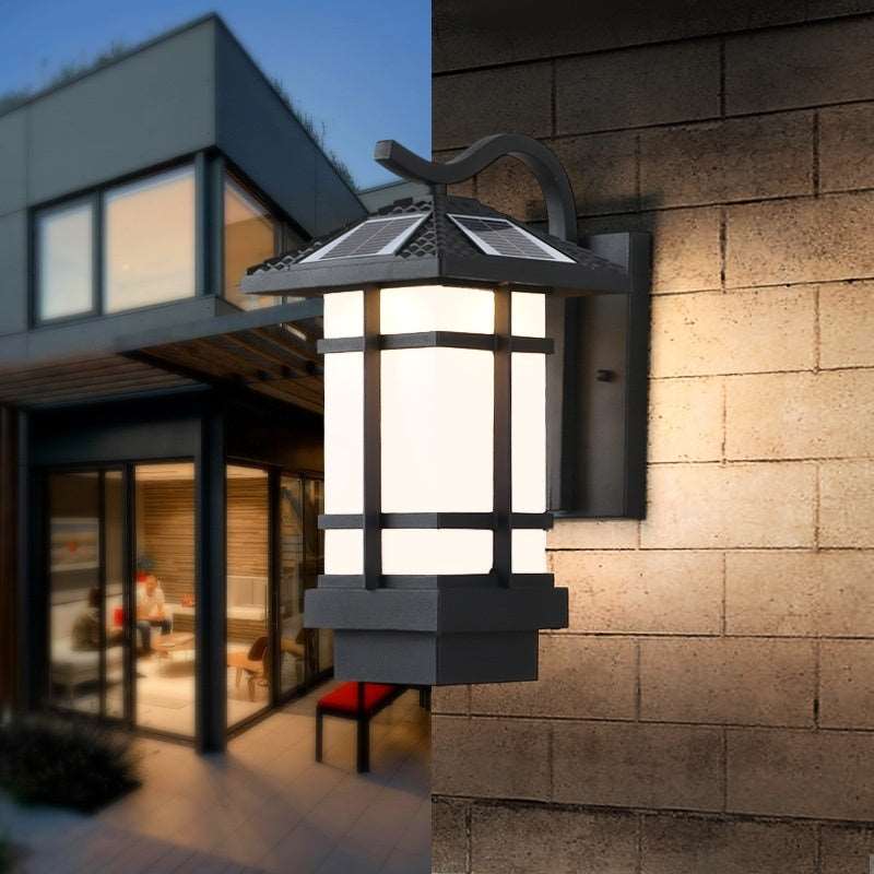 Pinye Solar Wall Lamp Outdoor Waterproof Garden Chinese Retro Villa Entrance Balcony Aisle - globaltradeleader