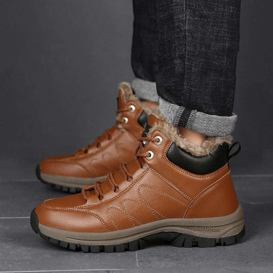 Winter Boots For Men Warm Leather Shoes With Plush - globaltradeleader