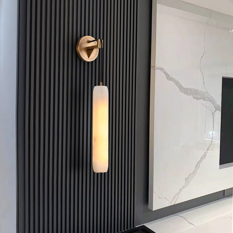 Natural Marble Bedroom Simple Soft Long Strip Suspension Wire Copper Small Droplight - globaltradeleader