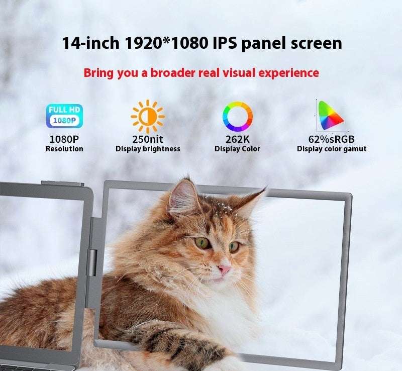 14-inch Dual-screen Portable Monitor Laptop With Wall-mounted External Expansion Screen Dual-screen Portable Screen - globaltradeleader