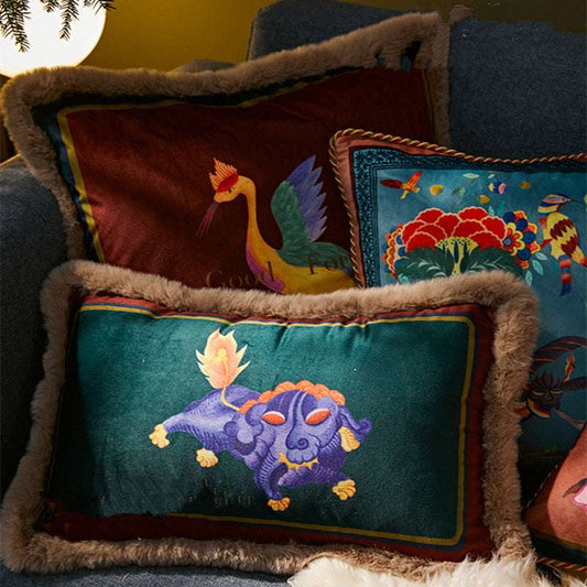 Plush Bedside Backrest Cover Sofa Lumbar Pillow