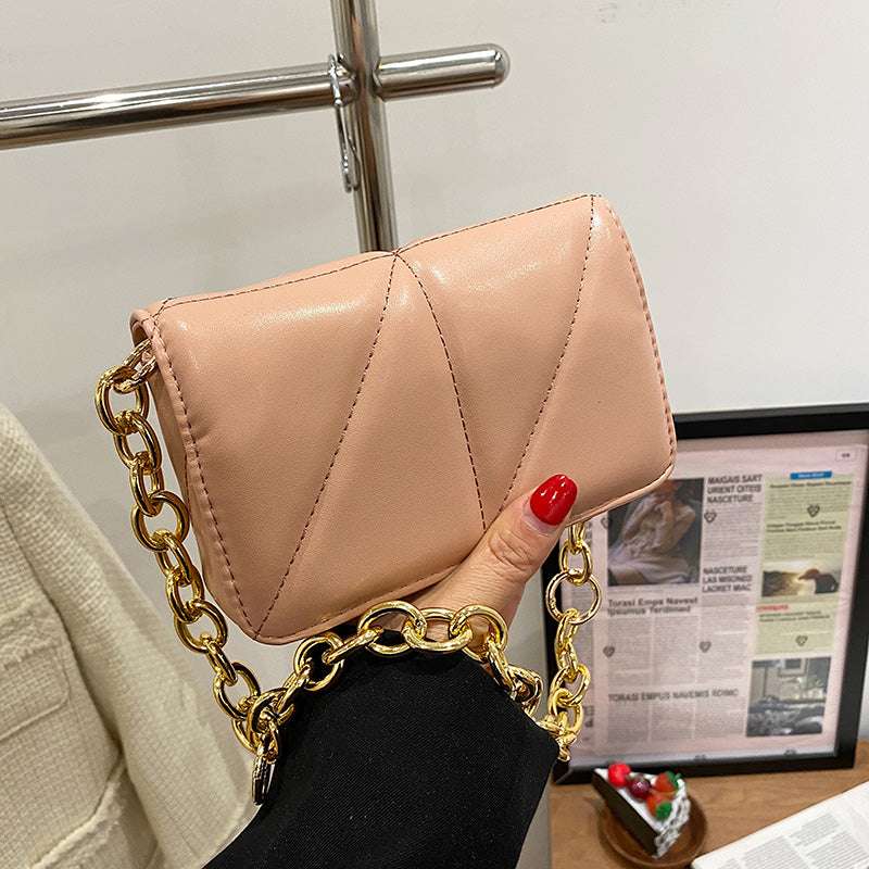 Thick Chain Women's Tote Bag Quality Leather Shoulder Bag Fashion Quilted Design Handbags Female Embroidery Thread Nolso Se Mano