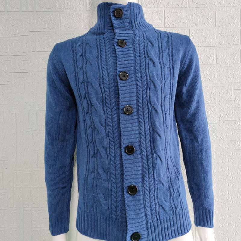 Men's Stand Collar Sweater Knit Button Cardigan Tops Men's Clothing - globaltradeleader