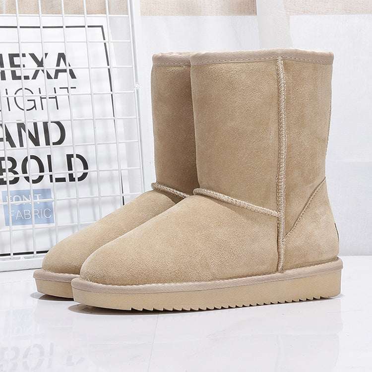 Middle Tube Plus Velvet Warm  Boots Student Cotton Shoes - globaltradeleader