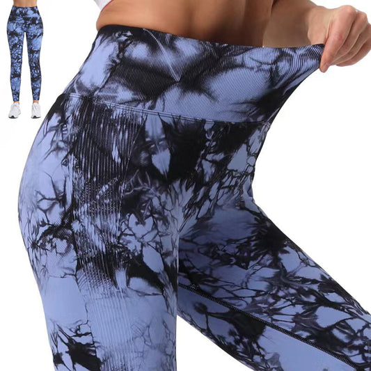 Fashion Tie Dye Printed Leggings High Waist Hip Lifting Tight Fitness Sports Yoga Pants For Women - globaltradeleader