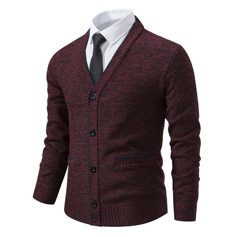 Casual Fleece-lined Cardigan Long Sleeve Youth Stand Collar Sweater Men's Cardigan Coat - globaltradeleader