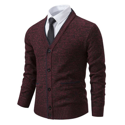Casual Fleece-lined Cardigan Long Sleeve Youth Stand Collar Sweater Men's Cardigan Coat - globaltradeleader
