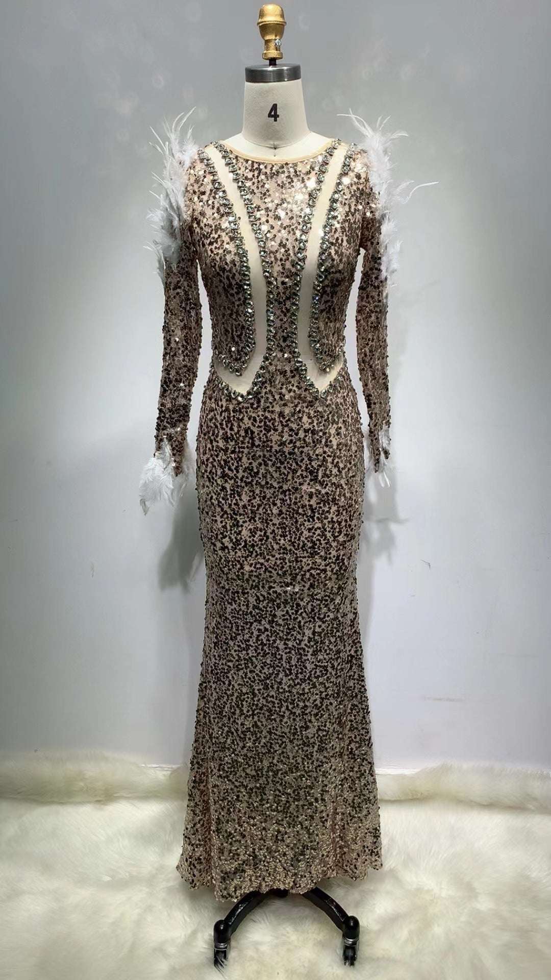 Sequins Sheath Long Bandage One-piece Dress - globaltradeleader