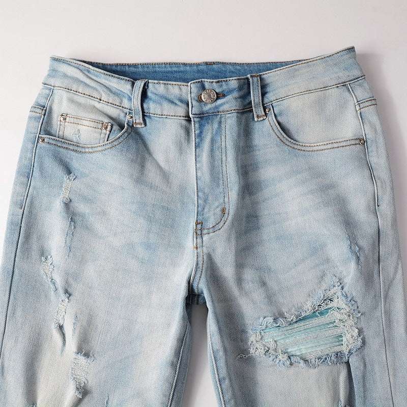 Men's Slim Fitting Stretch Ripped Skinny Jeans - globaltradeleader