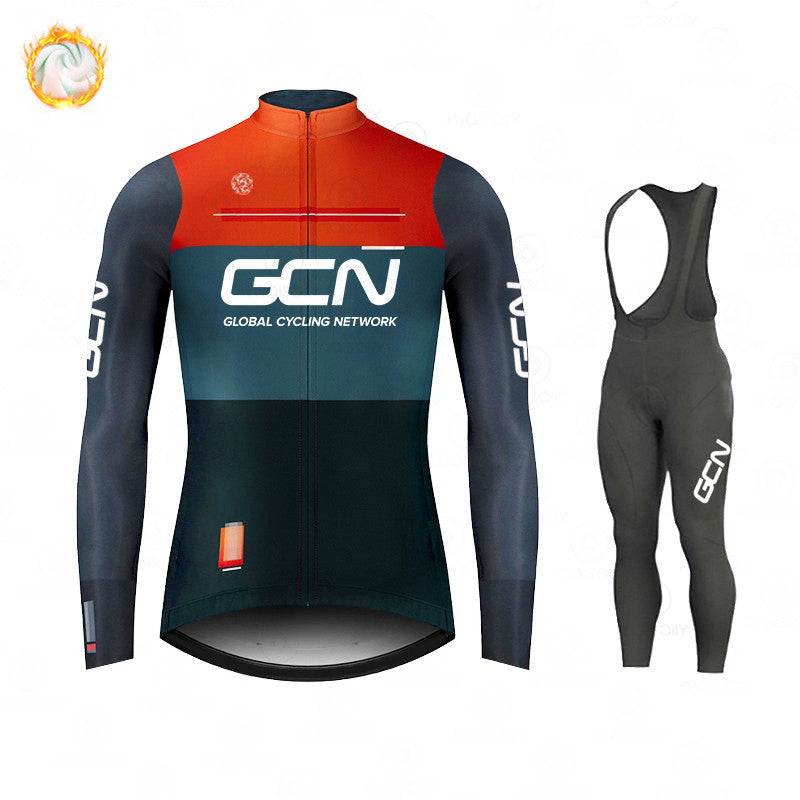 GCN Fleece Long Sleeve Cycling Jersey Cycling Jersey Running MTB Winter New Series