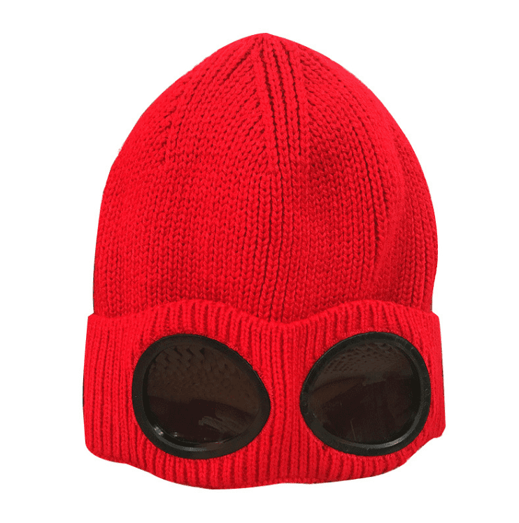 Windproof Mirror And Fleece Knitted Warm Wool Hat