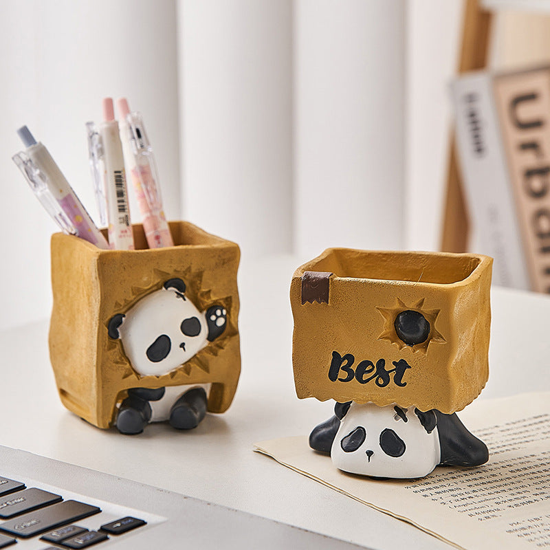 Cute Panda Pen Holder Creative Office Desk Ornaments Decoration Supplies Storage Box - globaltradeleader