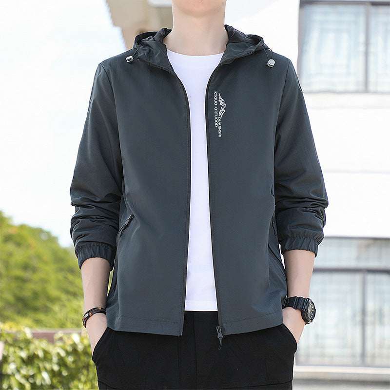 Breathable Quick-drying Loose Elastic Zipper Hooded Men's Jacket - globaltradeleader