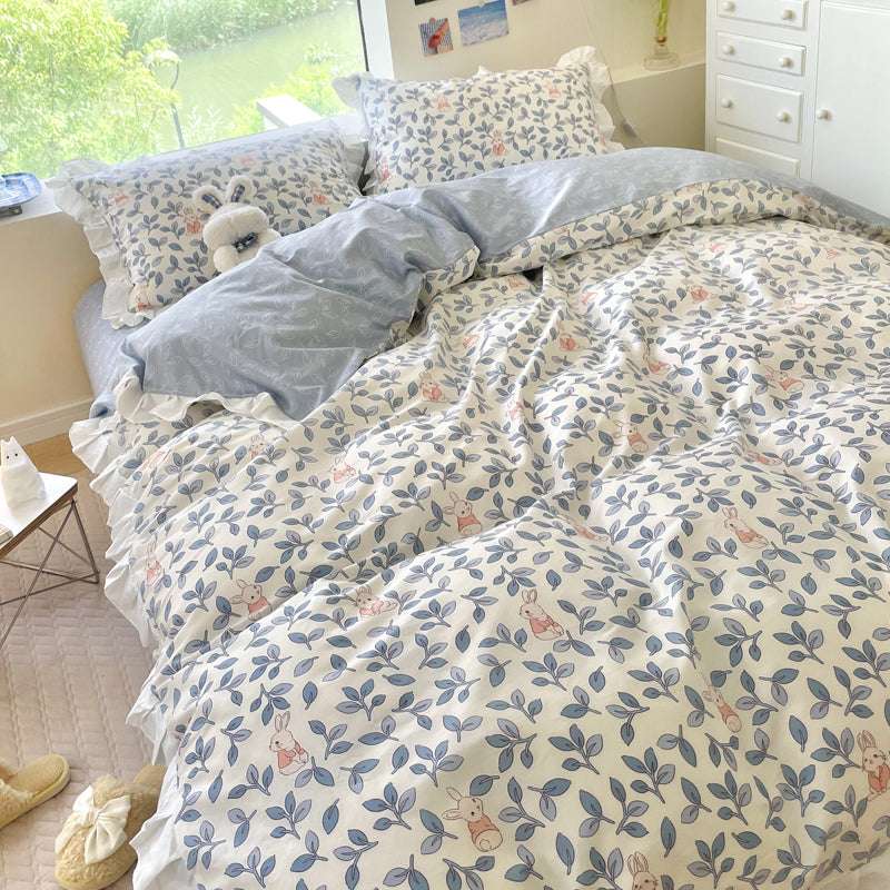 Small Floral Cotton Four-piece Bed Princess Style