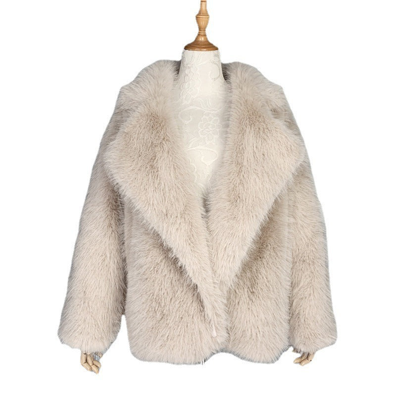 New Fox Hair Medium Length Suit Collar Fur Coat - globaltradeleader