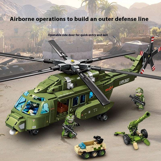 Military Straight 8L Multi-purpose Helicopter Assembly Model Boy Small Particles Assembled Building Block Toys