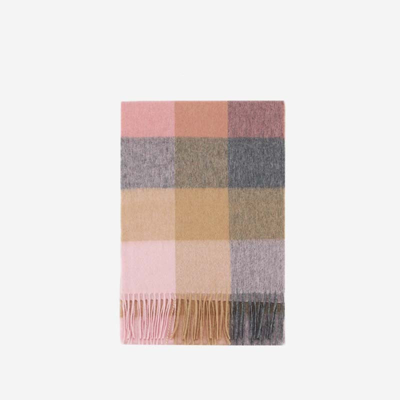 Wool Scarf Winter Popular Women's Men's Thickening Minimalist Plaid