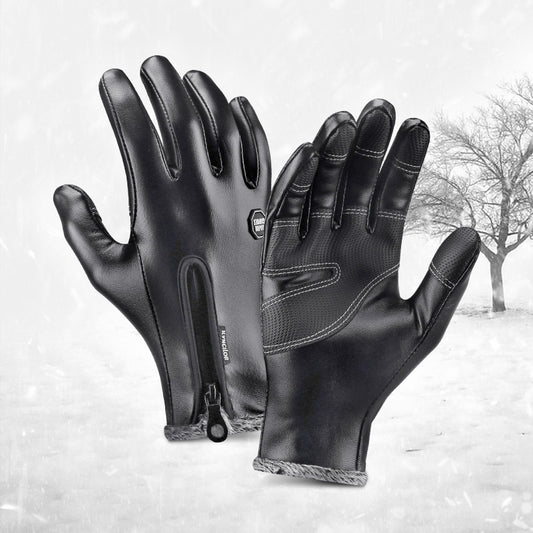 Outdoor Winter Sports Cycling Warm Men's PU Leather Gloves - globaltradeleader