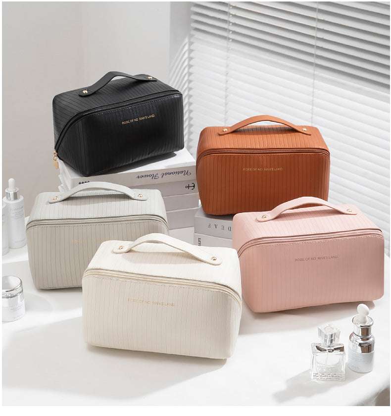 Vertical Pattern Pillow Makeup Bag For Women With Large Capacity And Portability - globaltradeleader