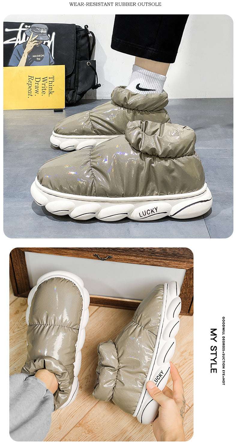 Cotton Slippers Men Can Wear Outside In Winter Plus Velvet Warm Shoes - globaltradeleader