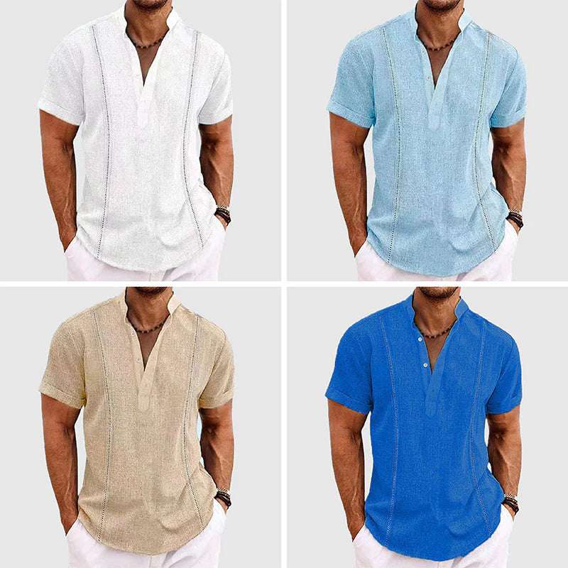 Men's Monochrome Short-sleeved Shirt - globaltradeleader