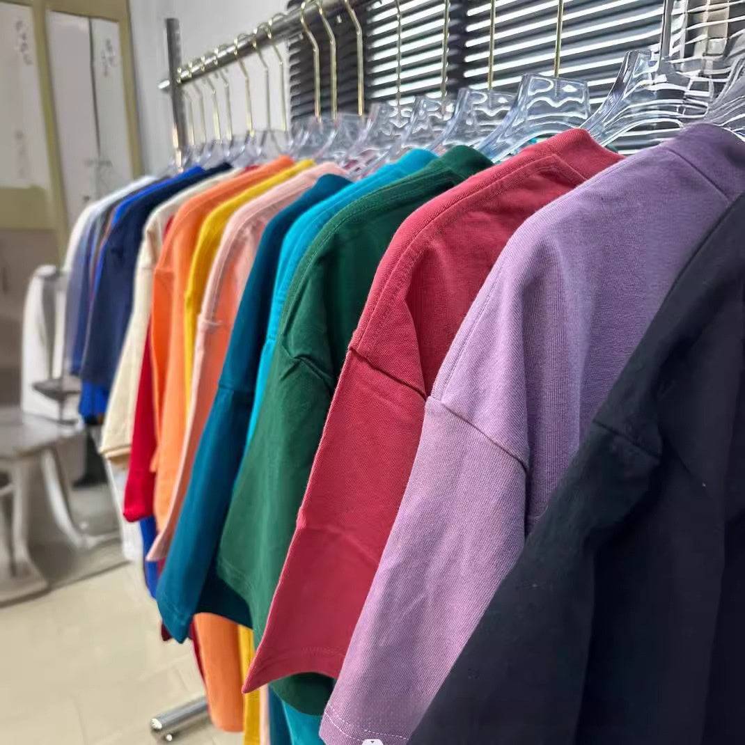 High Quality Cotton Heavy Loose Bottoming Shirt Casual Basic T-shirt Pure Cotton Retro Solid Color Round Neck Men's Short Sleeve - globaltradeleader