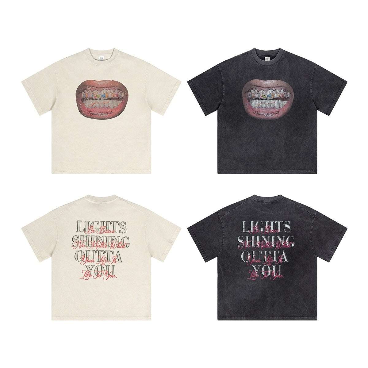 American Retro Graffiti Short Sleeve Men's High Street Printed T-shirt - globaltradeleader