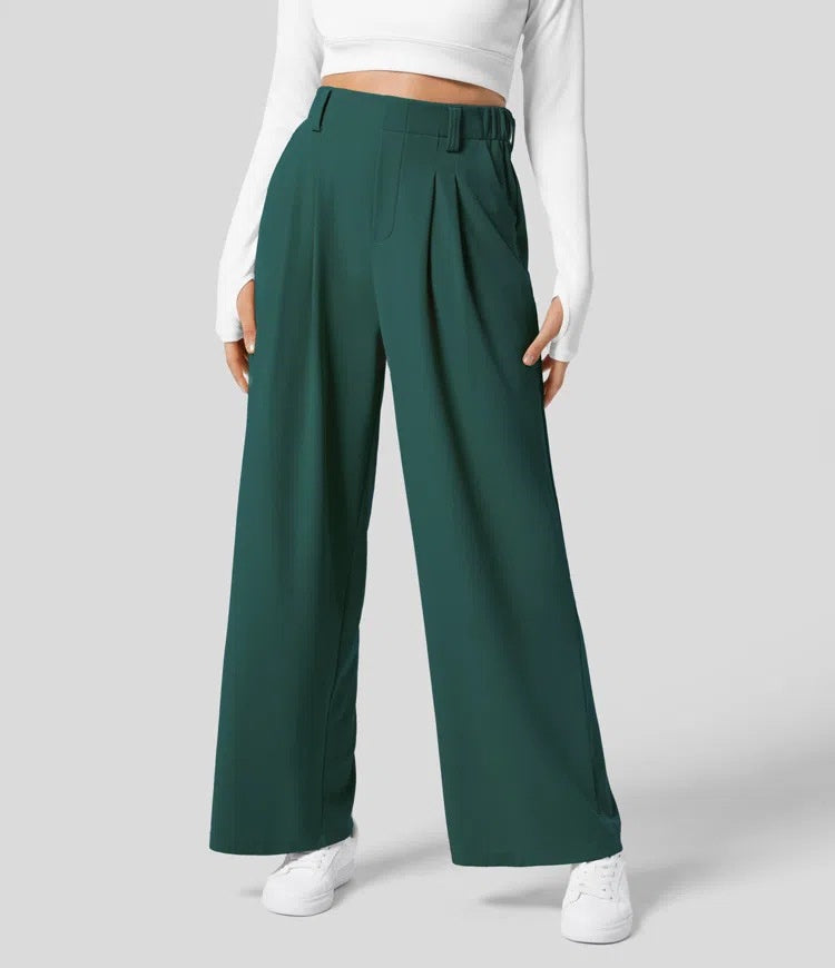 High Waist Straight Loose-fit Tappered Trousers Casual Simple - globaltradeleader