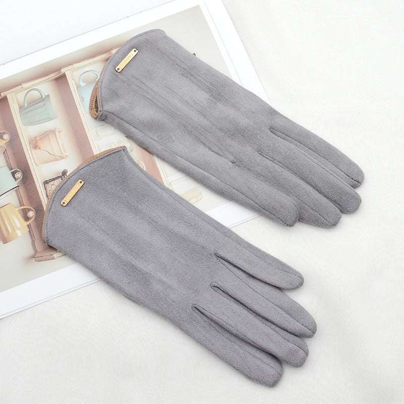 Women's Fleece Suede Gloves Warm And Cold Protection - globaltradeleader