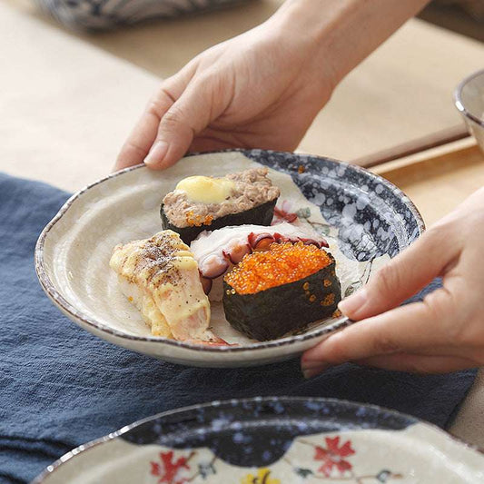 Japanese-style Underglaze Hand-painted Ceramic Plate Tableware