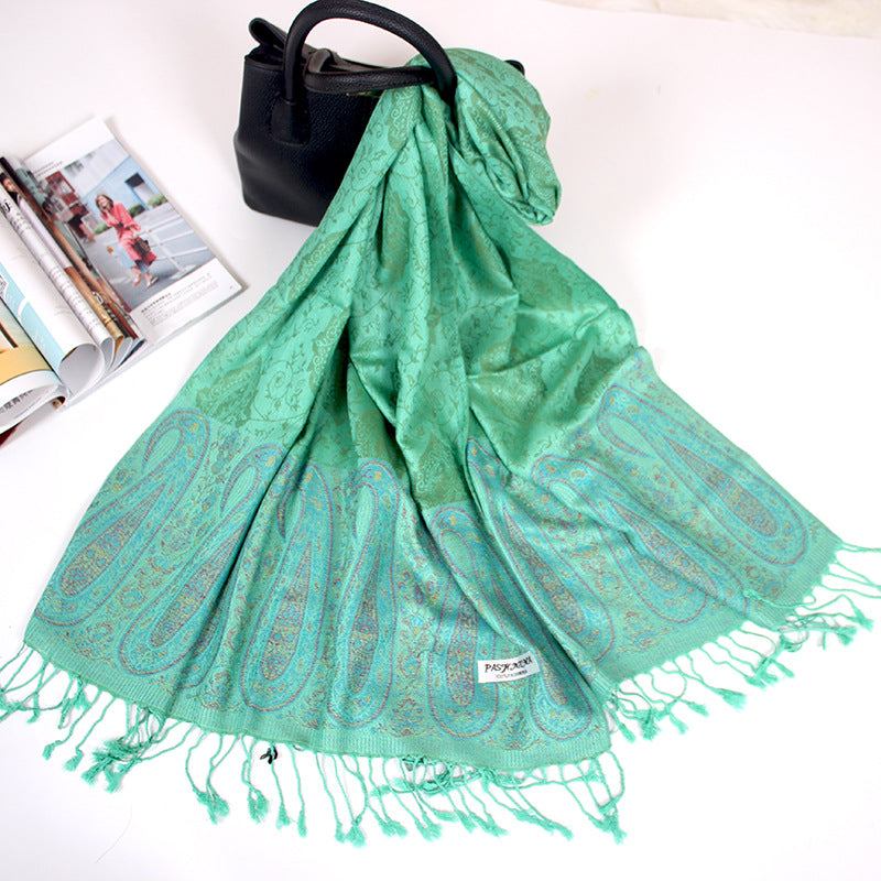 Ethnic Style Cashew Scarf Air Conditioning Talma Scarf Dual-use Jacquard Tassel