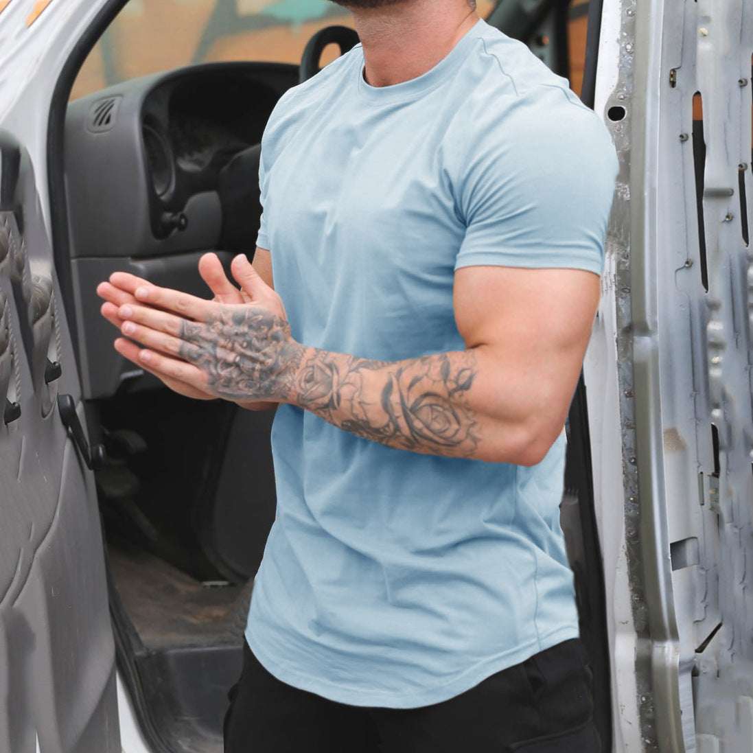 Summer New Slim Fit Men's Sports Fitness T-shirt - globaltradeleader