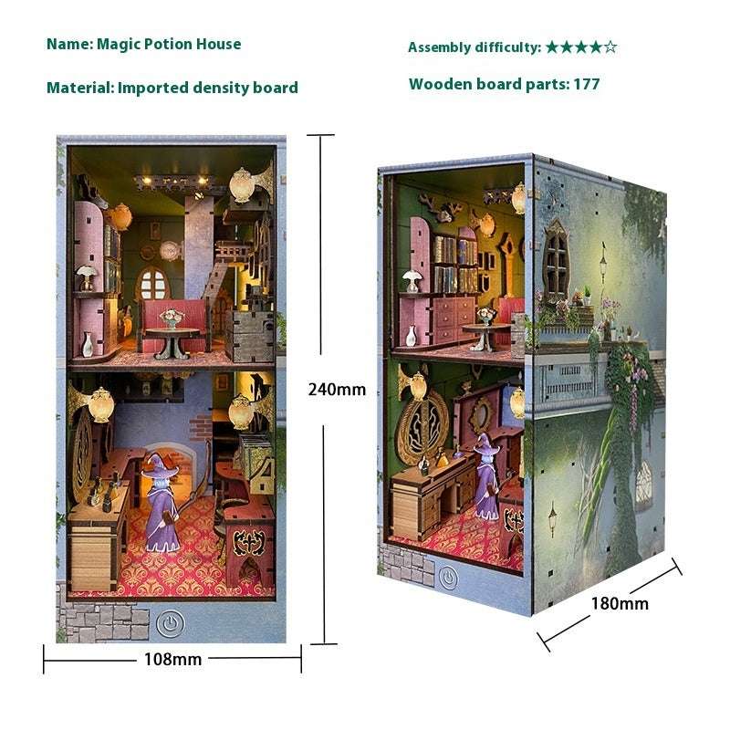 Creative Bookend Wooden Assembled Model Diy Scene Cottage - globaltradeleader