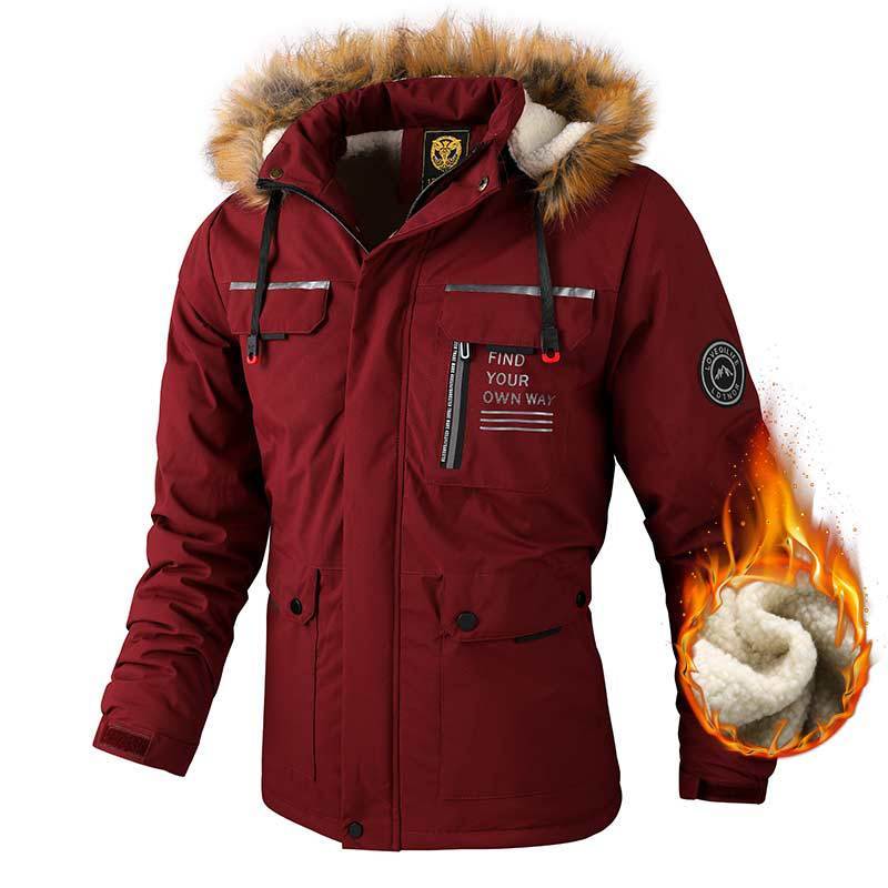 Men's Casual Hooded Jacket Parka Autumn And Winter Warm Solid Color Windproof Coat Outdoor Clothes With Multiple Pockets - globaltradeleader