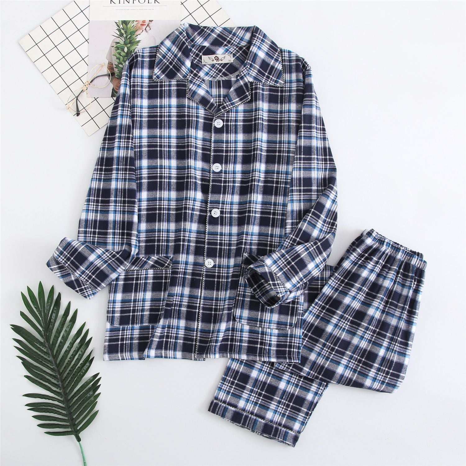 Men's Warm Cloth Flannel Pajama Suit