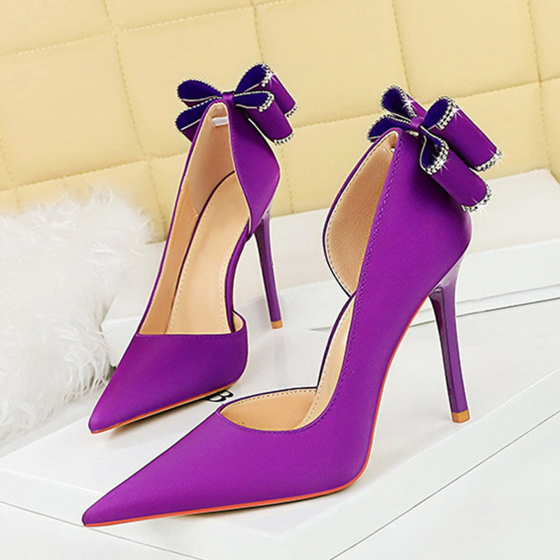 Sexy Low-cut Pointed Toe Rhinestone Stiletto Heel High Heels - globaltradeleader