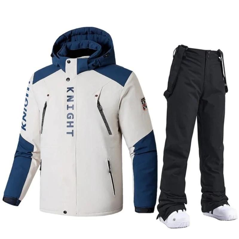 Men's Padded And Thickened Colour Blocking Fatigue Cotton Jacket Pants Set - globaltradeleader