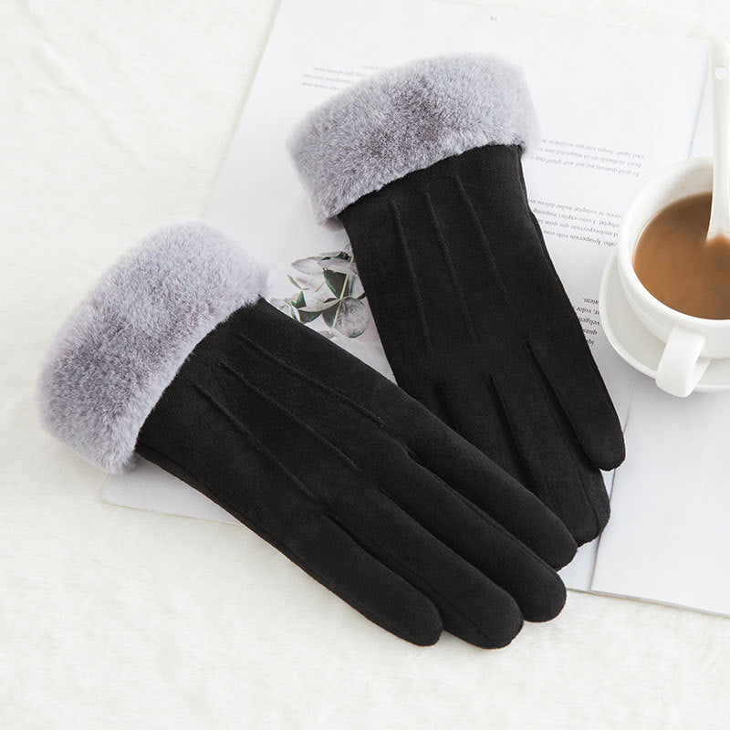 Thermal Gloves N915 Women's Winter Suede Double-layer Velvet Thickened - globaltradeleader