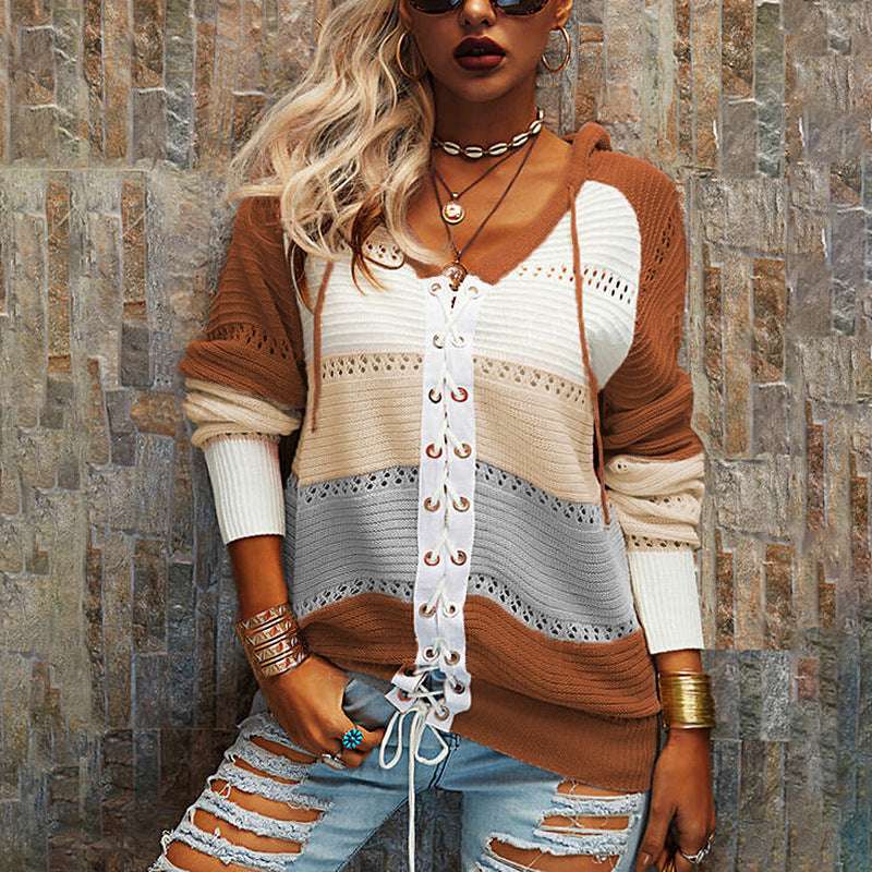 European And American Long-sleeved Contrast Stitching Women's Jacket - globaltradeleader