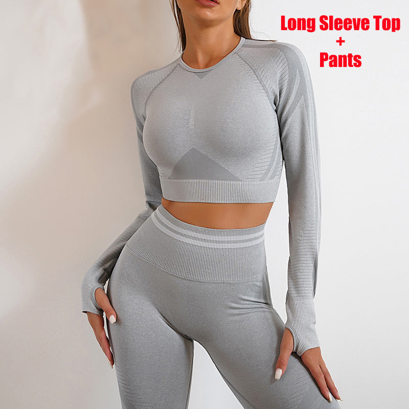 Seamless Yoga Pants Sports Gym Fitness Leggings Or Long Sleeve Tops Outfits Butt Lifting Slim Workout Sportswear Clothing - globaltradeleader