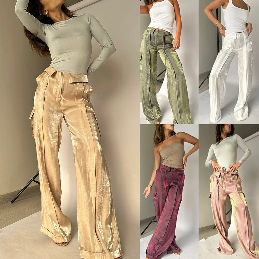 Ins Style Loose Straight Pants With Multi-pocket Design New Fashion Casual Vacation Trousers Womens Clothing - globaltradeleader