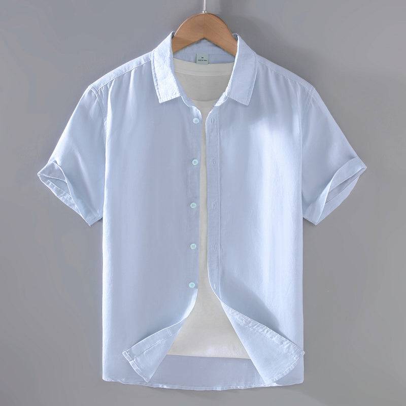 Men's Linen Short-sleeved Shirt Casual Loose - globaltradeleader