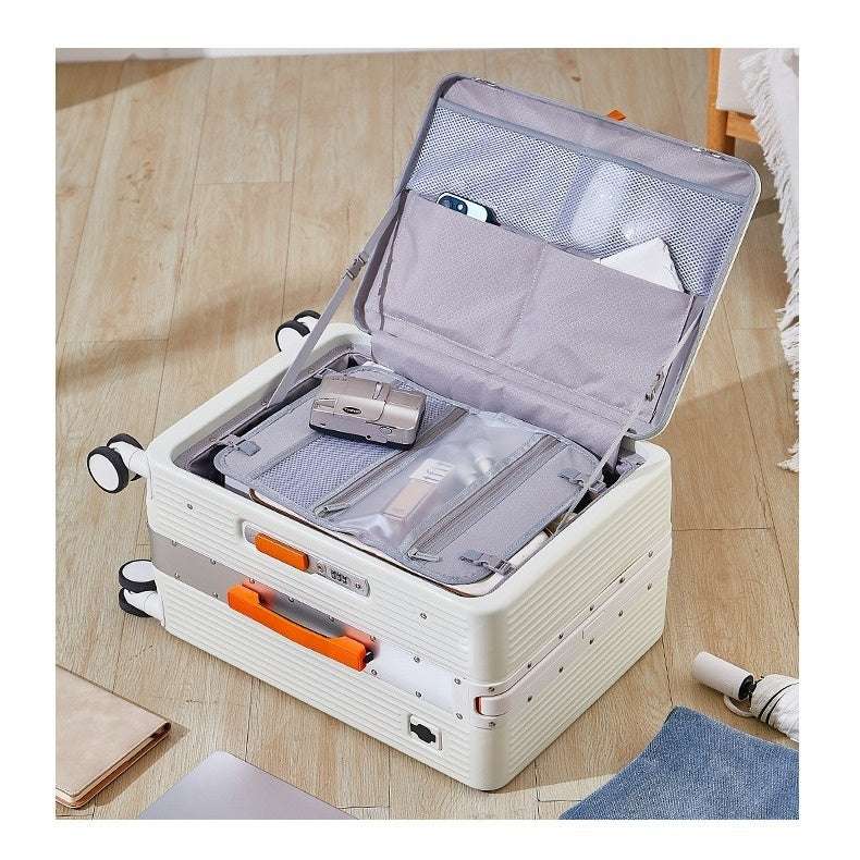 Multifunctional USB Charging Trolley Case Front Fastening Wide Trolley Universal Wheel 20-inch Boarding - globaltradeleader