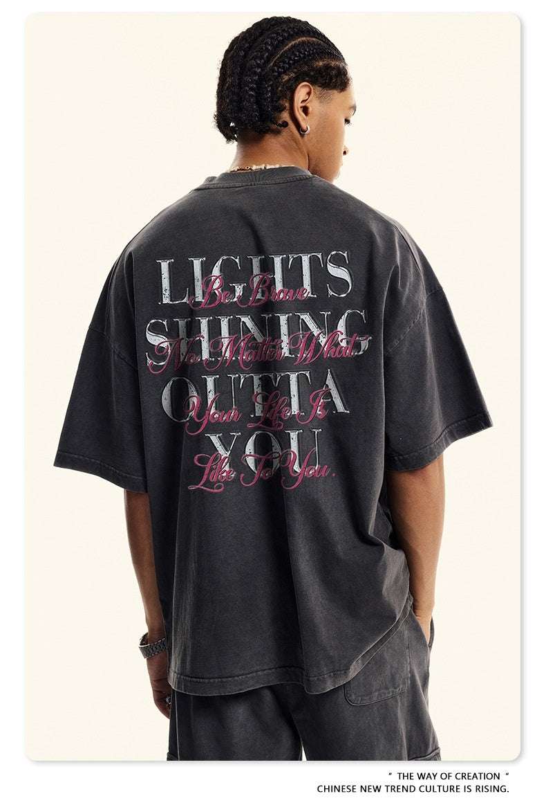 American Retro Graffiti Short Sleeve Men's High Street Printed T-shirt - globaltradeleader